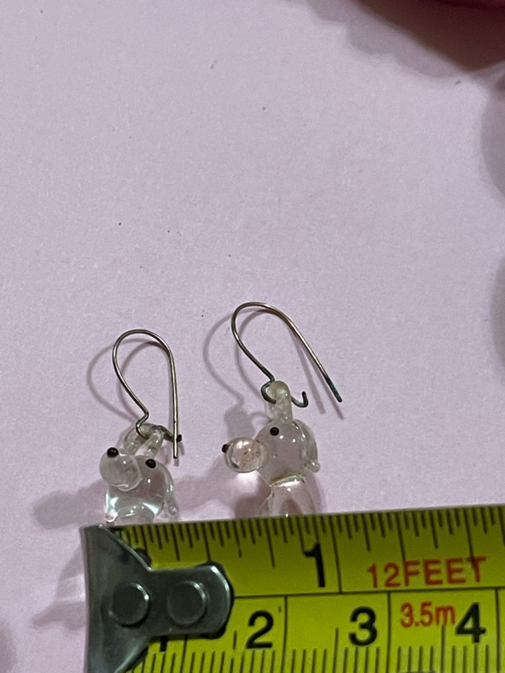 RESERVED 🎆 Vintage Glass Lamp work Dog Pierced Earrings #9621 - Picture 4 of 5